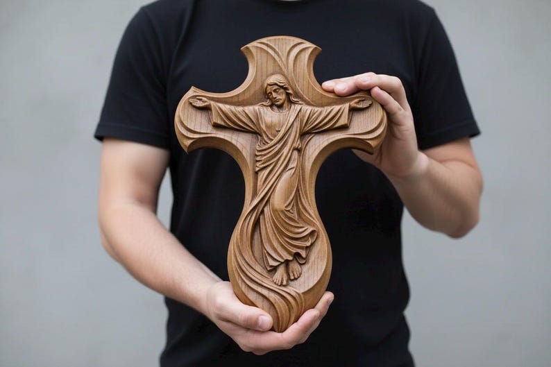 Crucified Jesus Cross STL File | 3D Relief Model for CNC & 3D Printing (Digital Download) image 3