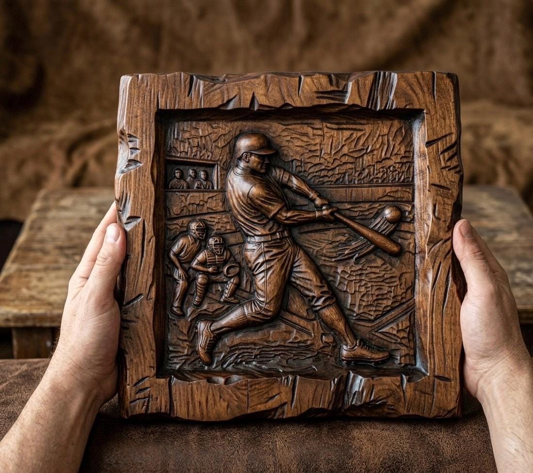 Baseball Player Relief STL | CNC Wood Carving 3D Model (digital ...