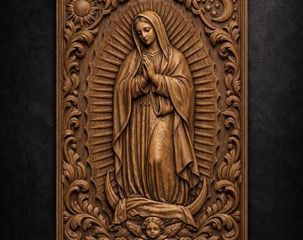 Our Lady of Guadalupe STL Relief | CNC Wood Carving File (Digital Download)