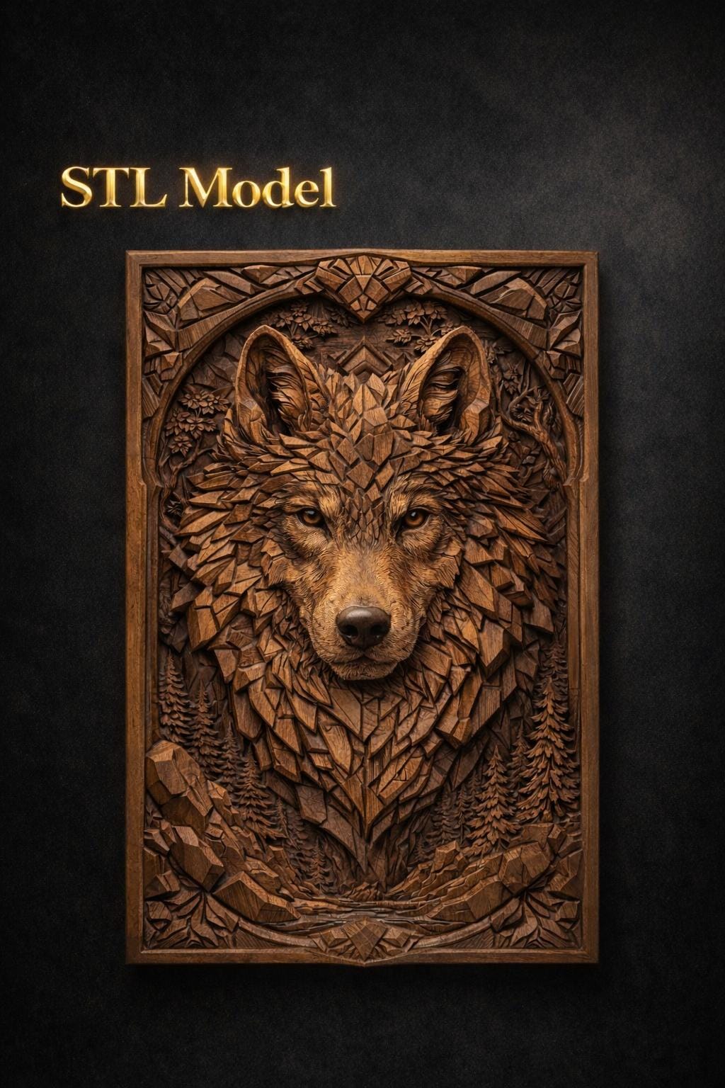 Wolf Head CNC Relief STL | 3D Wood Carving Model - Etsy