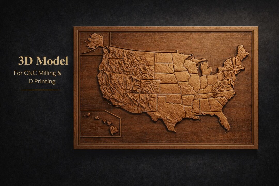 USA 3D Relief Map – High Detail STL Model for CNC & 3D Print - Etsy