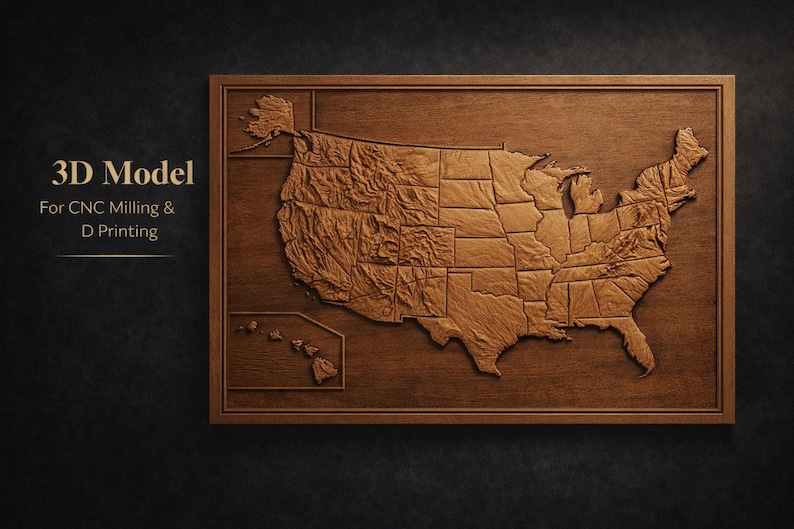 USA 3D Relief Map – High Detail STL Model for CNC & 3D Print - Etsy