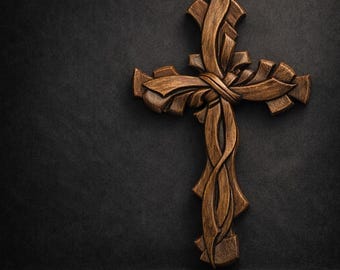 Christian Cross STL File | CNC Wood Carving 3D Model (Digital Download)