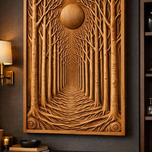 Forest Path 3D Relief Wandplatte STL für CNC Fräser & 3D Druck