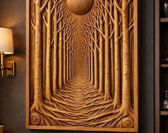 Forest Path 3D Relief Wall Panel STL for CNC Router & 3D Printing