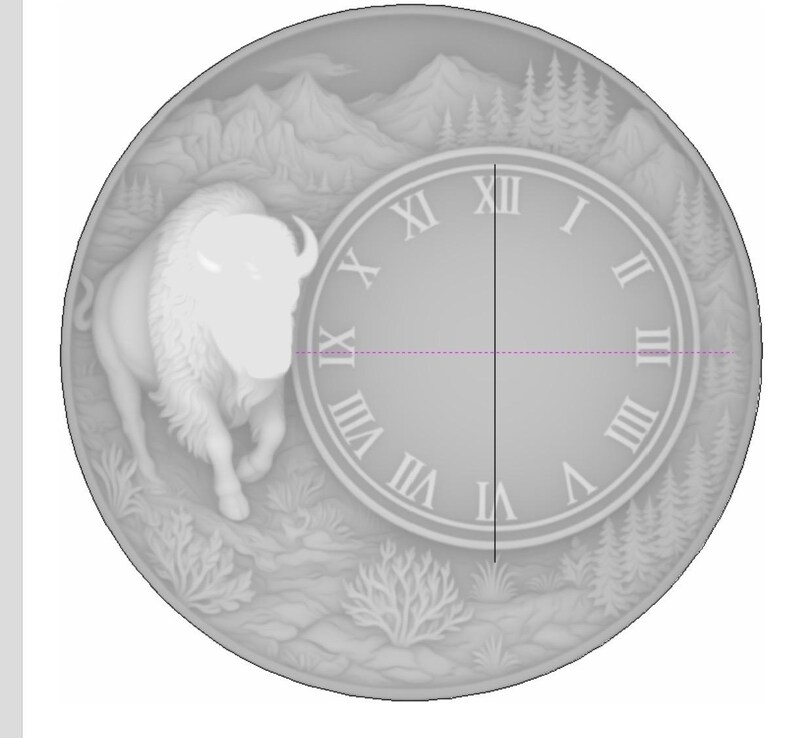 Bison Clock STL File | 3D CNC Relief Model | Wood Carving Digital Download image 8