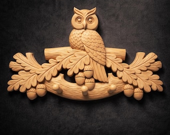 Owl Wall Hook – Decorative 3D Relief STL Model for CNC & 3D Printing