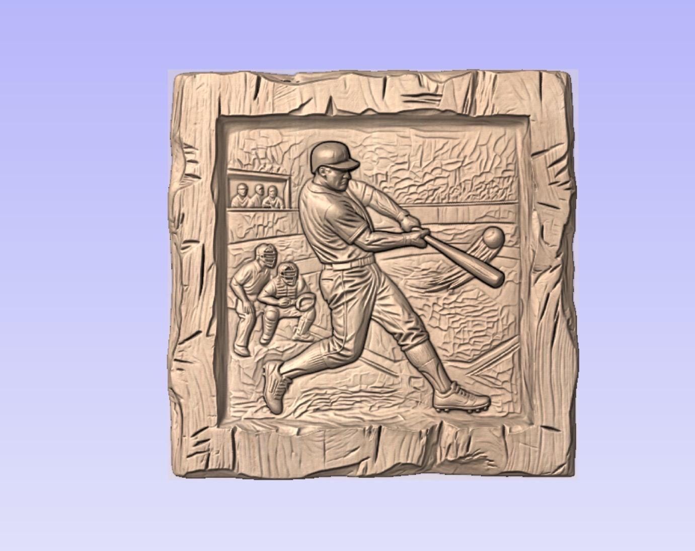Baseball Player Relief STL | CNC Wood Carving 3D Model (digital ...