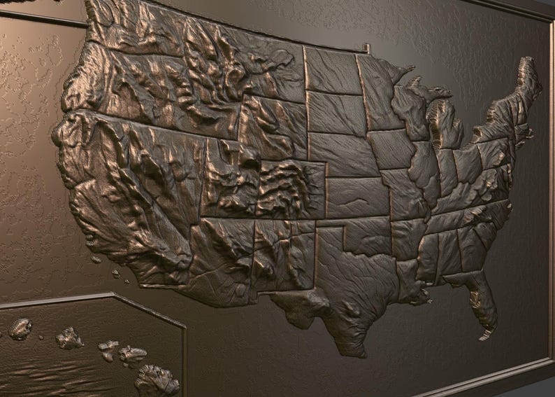 USA 3D Relief Map – High Detail STL Model for CNC & 3D Print - Etsy