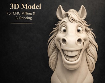 Funny Horse Head Relief 3D STL File | CNC Router & 3D Printing