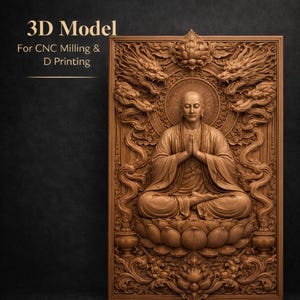 Buddha Dragon Relief CNC File - 3D STL Model for Wood Carving (Digital Download)