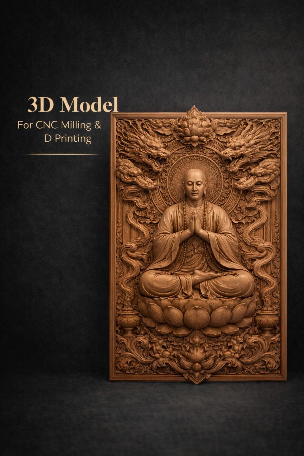 Buddha Dragon Relief CNC File - 3D STL Model for Wood Carving (digital ...