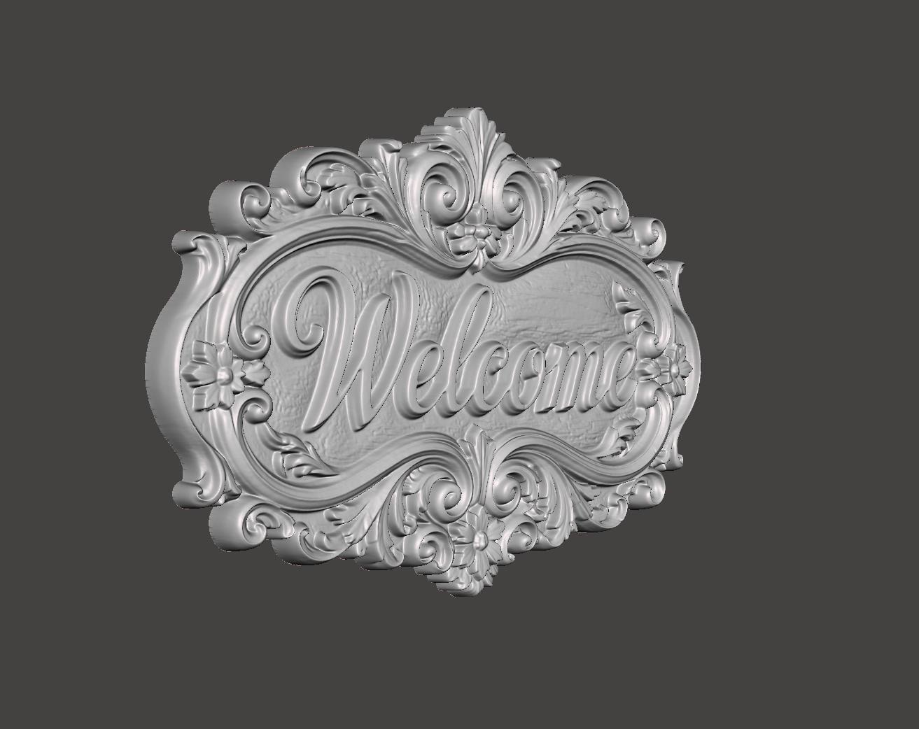 Welcome Sign STL File CNC 3D Print Model Wooden Wall Decor Relief ...