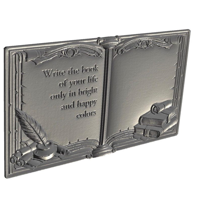 Vintage Open Book Frame STL for CNC – Decorative Quote Book Relief ...