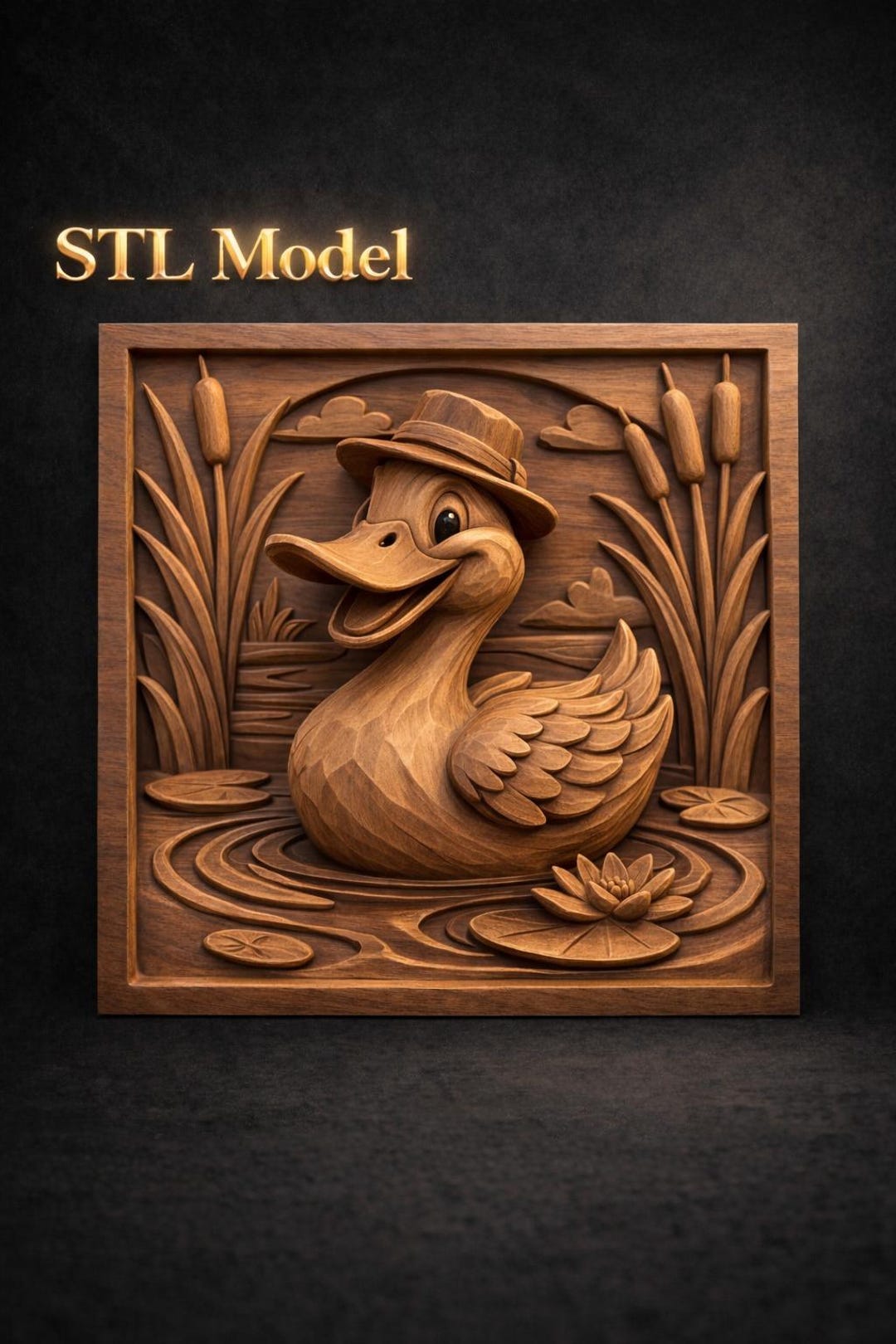 Duck Wood Carving STL Model, 3D Relief Wall Art, CNC Router File ...