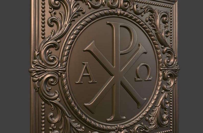 Chi Rho Cross STL File | CNC Wood Carving Relief | Alpha Omega (digital ...