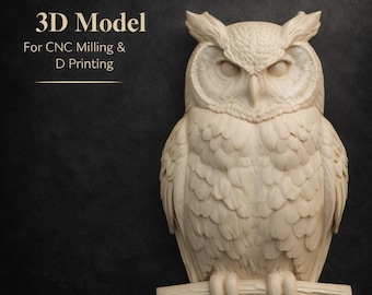 Owl Relief 3D STL File for CNC Router & 3D Printing | Decorative Wall Art