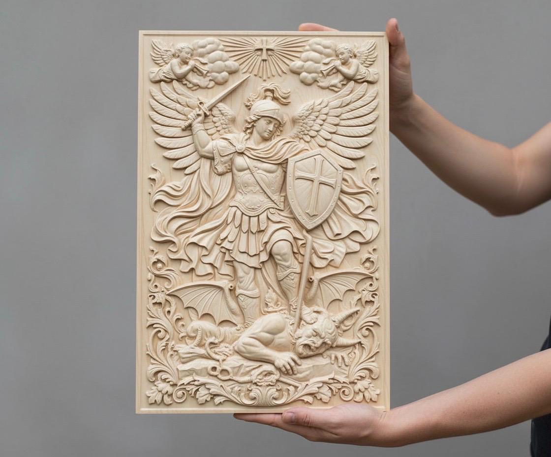 Archangel Michael 3D STL Relief | CNC Wood Carving File (digital Model ...