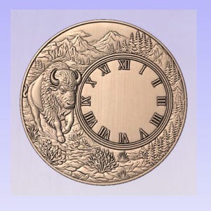 Bison Clock STL File | 3D CNC Relief Model | Wood Carving Digital Download image 7