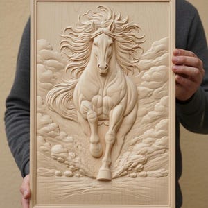 Laufendes Pferd 3D Model STL | CNC Fräse & 3D Druck Wandkunst (Digitale Datei