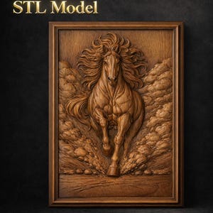 Laufendes Pferd 3D Model STL | CNC Fräse & 3D Druck Wandkunst (Digitale Datei