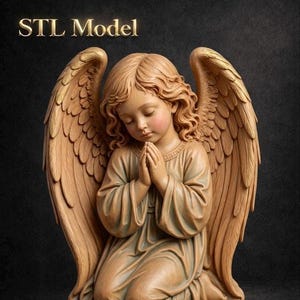 Praying Angel STL | CNC 3D Model | Religious Relief for 3D Print