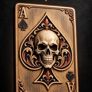 Ace of Spades Skull STL CNC Träsnideri Gotisk Spelkortsrelief