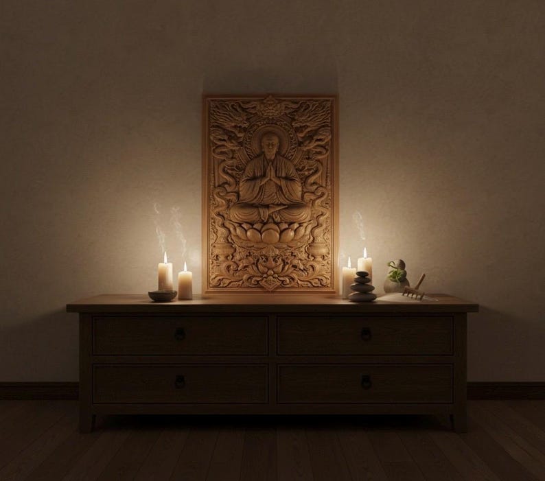 Buddha Dragon Relief CNC File - 3D STL Model for Wood Carving (digital ...