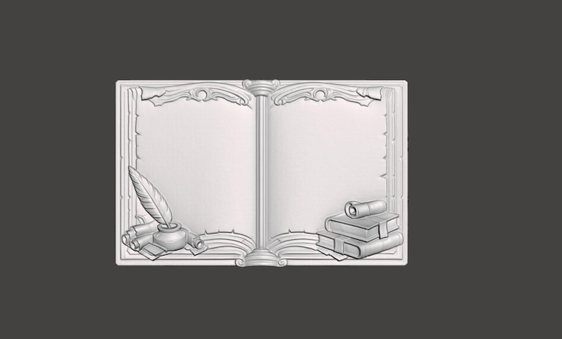 Vintage Open Book Frame STL for CNC – Decorative Quote Book Relief ...