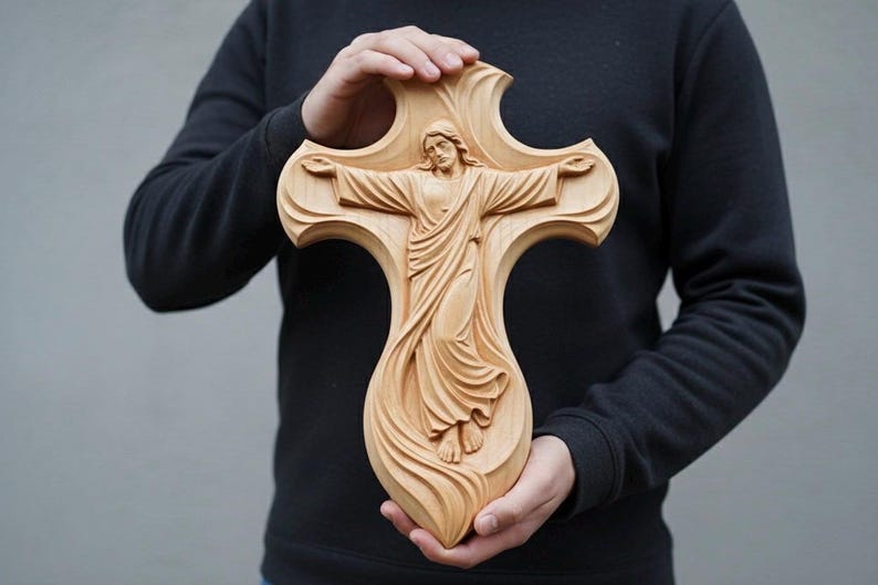 Crucified Jesus Cross STL File | 3D Relief Model for CNC & 3D Printing (Digital Download) image 4