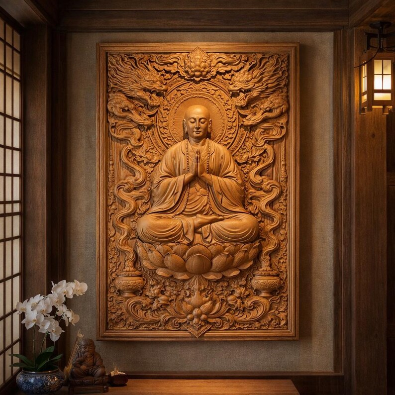 Buddha Dragon Relief CNC File - 3D STL Model for Wood Carving (digital ...