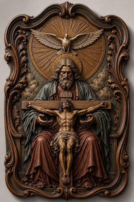 Holy Trinity Relief STL Model CNC Wall Art 3D Print Decor