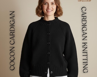 Cocoon Cardigan Knitting Pattern PDF | Chunky Mock Neck Sweater | Cardigan Knitting Pattern PDF | Oversized Knit Cardigan Pattern