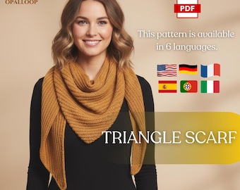 Triangle Scarf Pattern Knitting | Beginner Friendly Knit Neck Scarf | Small Scarf Knitting | 6 Languages English German French Italian