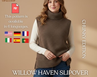 Chunky Slipover Knitting Pattern – Sleeveless Sweater Knitting Pattern Women - Women Vest Knit Pattern - Ladies Slipover Knit Pattern PDF
