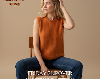 Friday Slipover Knitting Pattern PDF | Top Down Vest Pattern | Slipover Knitting Pattern | Beginner Friendly Knit Pattern