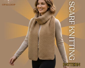 Scarf Knitting Pattern PDF | Chunky Scarf Knit Pattern |  Knitting Scarf Pattern | English German French Spanish Italian Portuguese Language