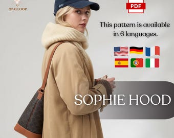 Sophie Hood Knitting Instructions, Knitted Hooded Scarf Pattern, Easy Garter Stitch DIY Hooded Scarf, Beginner Friendly Knit Shawl PDF,
