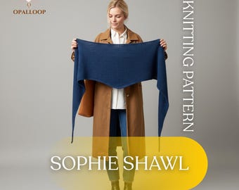 Sophie Shawl Knitting Pattern – Garter Stitch Shawl with I-Cord Edge Beginner - Triangle Scarf Knitting Pattern - Shawl Knitting Pattern