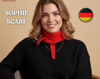 Sophie Scarf Strickanleitung (Sophie Scarf - German) – Einfache Anfänger-PDF-Anleitung – i-Cord-Rand – Kleines Halstuch-Strickmuster