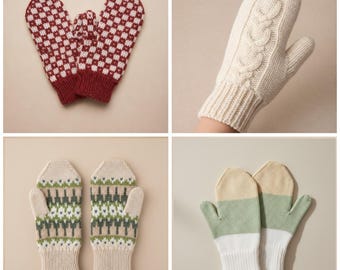 5 Mittens Knitting Patterns PDF | Classic Hand Knit Mittens | Easy Winter Mittens Pattern | Mittens Knitting Instructions PDF