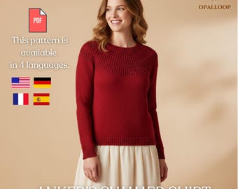 Ankers Summer Shirt Knitting Pattern | Lightweight Women Top Knit Pattern | Summer Sweater Knitting Pattern | Modern Minimalist Blouse