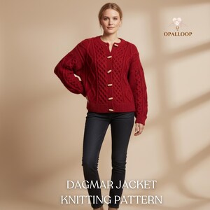 Patrón de punto para chaqueta Dagmar en PDF / Patrón de punto para cárdigan de arriba hacia abajo / Chaqueta de punto texturizada para mujer / Patrón de punto para suéter sin costuras