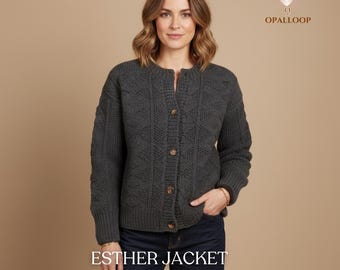 Esther Jacket Knitting Pattern PDF, Esther Sweater Pattern, Chunky Knit Cardigan Pattern, Women Knit Jacket Pattern, Sweater Knit Pattern