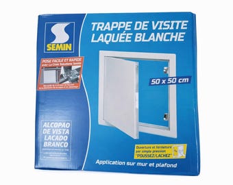 Panel de acceso SEMIN de 50x50 cm lacado en blanco – apertura por presión – para pared y techo