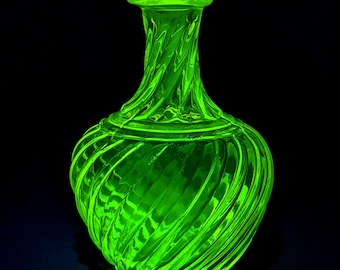 Carafe vintage en verre tourbillonnant - Verre moulé en spirale - Verre résistant aux UV - Style art déco