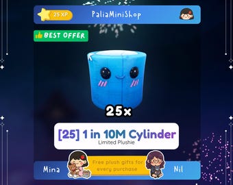 Palia 25x Cilindro 1 su 10 M - Peluche in edizione limitata - Cilindro blu Celebration 10 M - Uno su dieci milioni