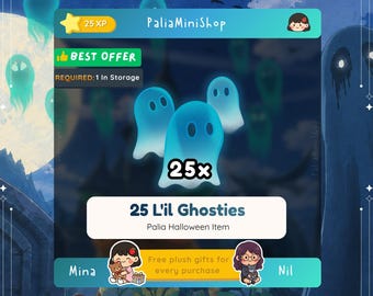 Palia - 25 Li'l Ghosties - NEW PATCH - Bulletin Board 0.207 - Spooky Moon Store - Spiritfest