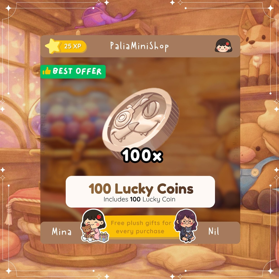 Palia - 100 Lucky Coins - Zeki Plushies - Zeki Coin - Etsy