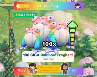 Palia Plushies - 100x Giga Rainbow Frogbert Plush Bundle - (NEW PLUSH)